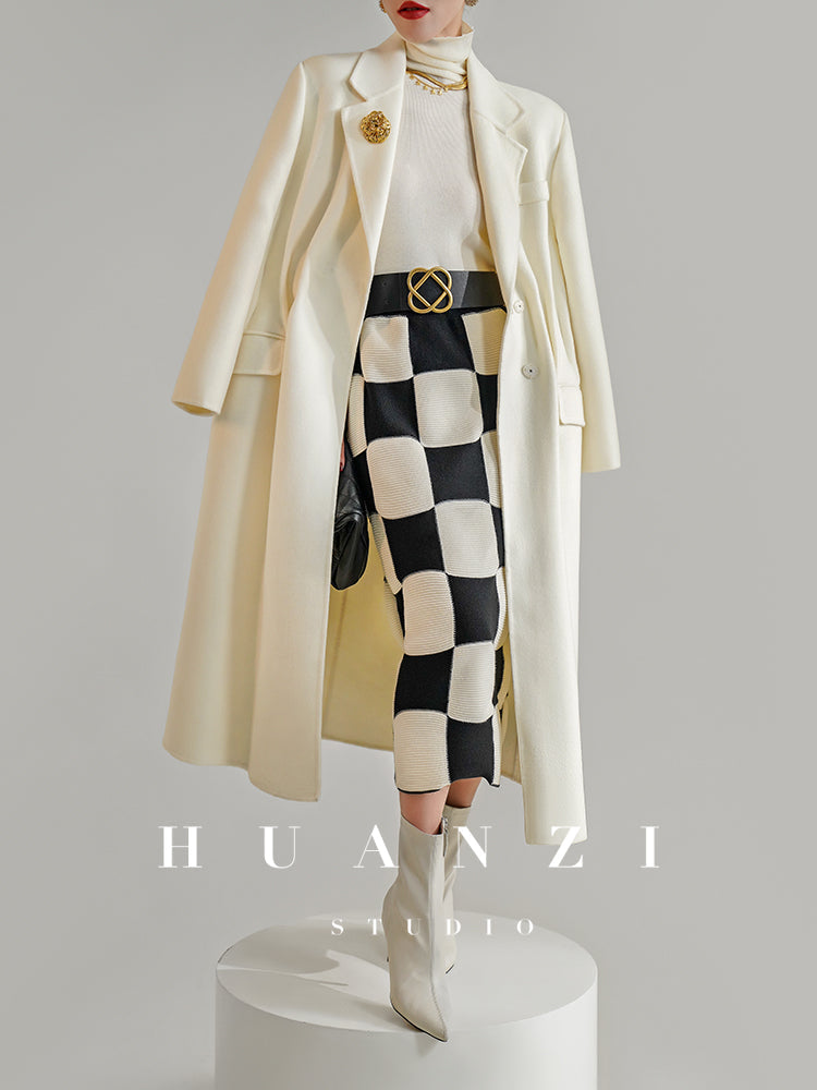 Huanzi custom-made Australian wool pure hand-sewn double-sided autumn winter coat - Iya