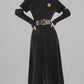 Huanzi French backless Hepburn black elegant mid-length autumn winter dress