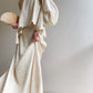 Aconiconi Elegant Beige Crew Neck Top/ High Waist Loose Long Skirt- Sea of Clouds Wind Chime