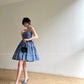 Aconiconi Elegant Blue Sleeveless High Waist Mini Tutu Dinner Dress - Sunset and Whale