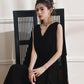 DOLLY Elegant Black Swing Collar Sleeveless Open Back Drape Dress-Kaka (V)