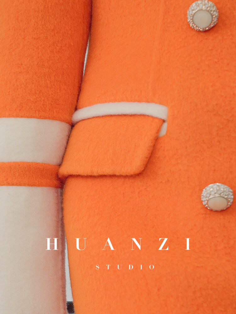 Huanzi custom high-grade orange double-sided cashmere wool autumn winter coat - Cirre