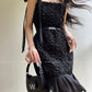 Aconiconi Elegant Black Retro Sleeveless lbd lace Dinner Dress- Quiet Night Orchid