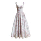 Aconiconi Elegant French Lace Print Long Summer Dress- Spring Pond Flowers