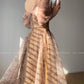 Aconiconi High End Brown French Print Off Shoulder whispers fairy dress - Tsubakiyam