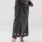 Huanzi custom pleated short-sleeved top + high-waisted heavy kneaded pleated shape split skirt suit