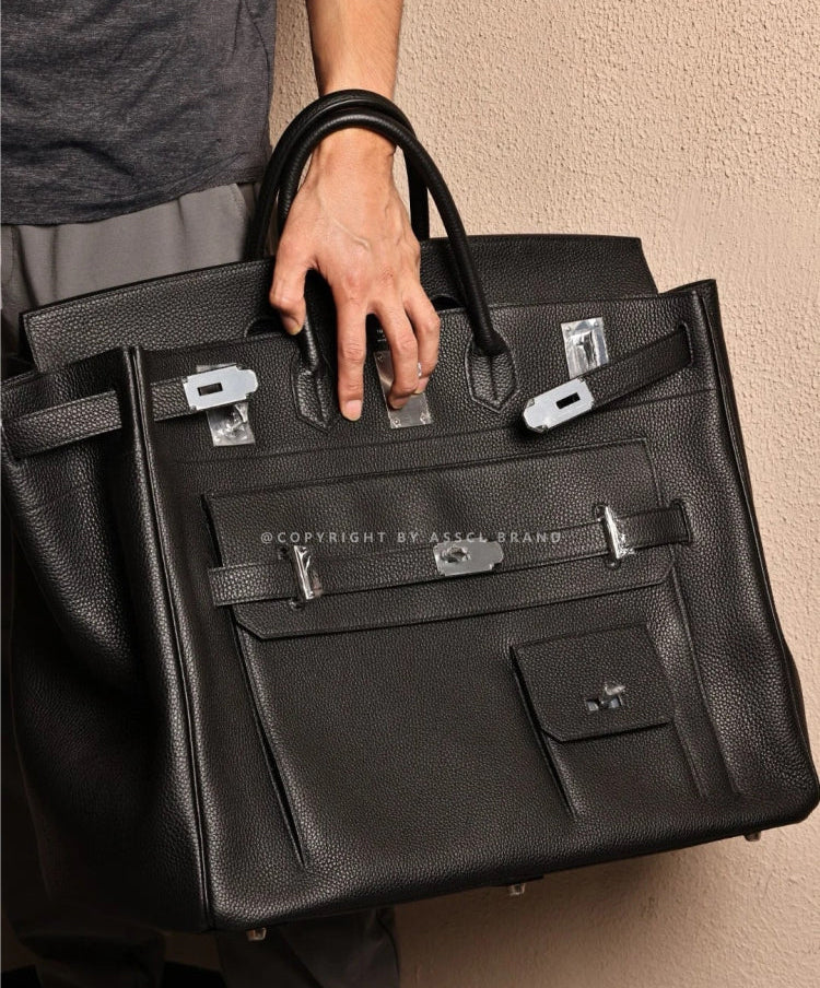 Premium Men Platinum large double pocket Tote travel weekender Bag