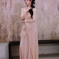 DOLLY Luxury Pink Greek Style Deep V-Neck Sleeveless draped Long Prom Dress-Ulaia