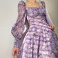 Aconiconi Square Collar Long Sleeve Tea Dress- Amethyst Water