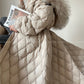 Aconiconi Elegant Duck Down Long Sleeve Hooded Long Fur Winter Coat -  He Xu Ling Hua