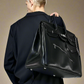 Birkin inspired handmade PU Leather Black tote buckle travel overnight weekender handbag