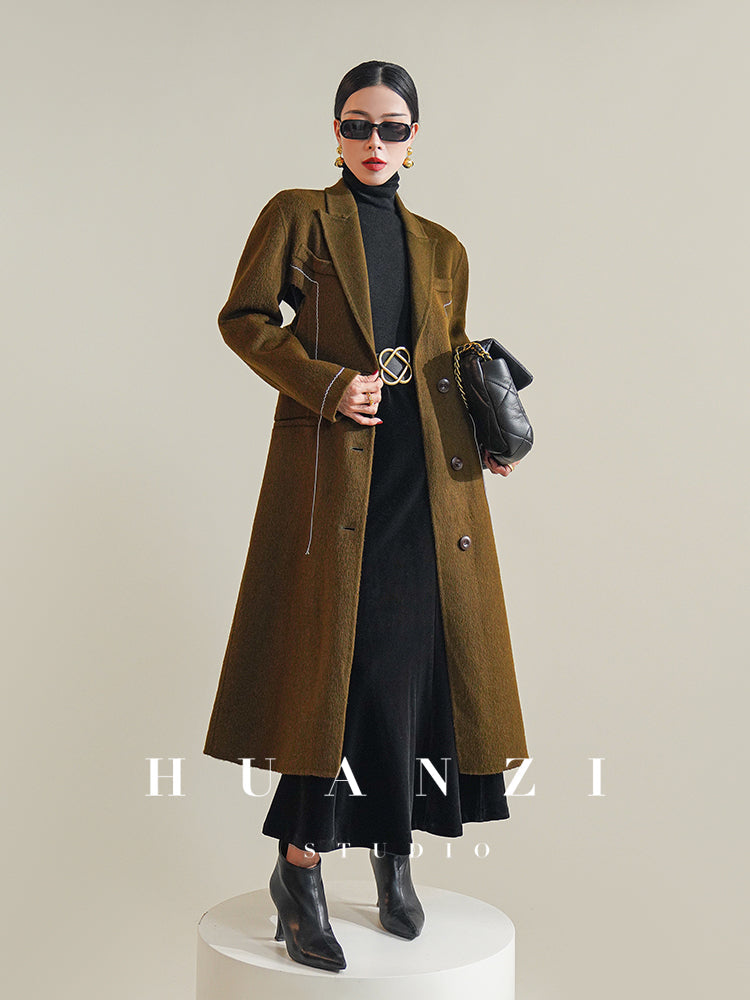 Huanzi high-end waist sheep wool double-sided autumn winter coat - fiee