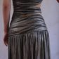 DOLLY Elegant Metallic Gray Skin Revealing Tube Top Long Dinner Dress-NIKITA