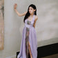 DOLLY Luxury Purple Halter Neck Backless Tassel Sexy Long Party Dress-Babe