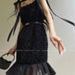 Aconiconi Elegant Black Retro Sleeveless lbd lace Dinner Dress- Quiet Night Orchid