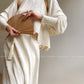 Aconiconi Elegant Beige Crew Neck Top/ High Waist Loose Long Skirt- Sea of Clouds Wind Chime