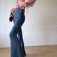 Aconiconi Elegant Jean Retro High Waist Elastic Slim Fit Mermaid Flared Pants- Land Mermaid