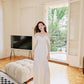 DOLLY Elegant White French Style Lace Satin Long Sleeve Wedding Dress-MEGARA