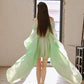 DOLLY High End Green ombre Off Shoulder Puff Sleeves Pleated Tutu Dress- Tulip