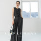 Huanzi custom sleeveless vest top high waist wide leg pants suit two-piece -Wola