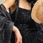 Aconiconi Elegant Black Retro Sleeveless lbd lace Dinner Dress- Quiet Night Orchid