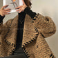 Aconiconi| Caramel wool jacket loose cropped tweed coat suit and skirt hip- Cocoa