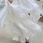 DOLLY Luxury White V-Neck Sleeveless Loose Ruffle Wedding Dress-Yola