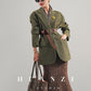 Huanzi high-end retro autumn and winter 100% wool waist suit jacket - Cassie