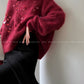 Fold Streamer Weaving Shadow Alpaca Lazy Sweater - hbye