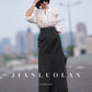 Huanzi customized loose slit midi black skirt - Swan