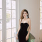 DOLLY Elegant Black Bandeau Sleeveless Long Body Hug Sexy Dinner Dress-CARA