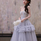 DOLLY Elegant Fog Blue strapless Bandeau High Waist Tutu wedding Dress- vero