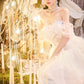 DOLLY Elegant White Off Shoulder Short Sleeve Flower Wedding Dress-SOPHIE  (V)