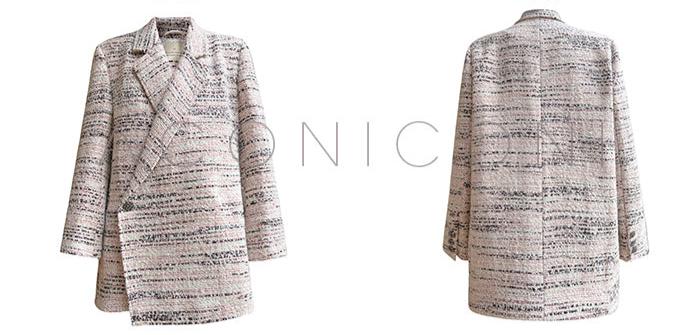 Aconconi Elegant Suit Collar Long Sleeve Single Breasted Jacket- Norwegian Afternoon