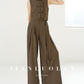 Huanzi custom sleeveless vest top high waist wide leg pants suit two-piece -Wola