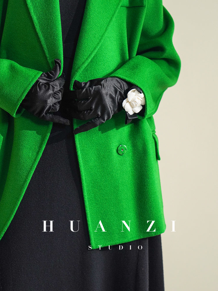 Huanzi custom-made Australian wool hand-sewn double-sided autumn winter short coat - Sakka