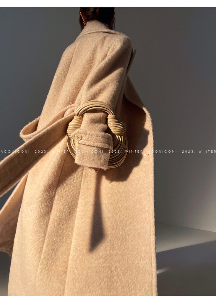 Aconiconi｜Galan Sumu long-haired high-grade woolen long coat- Kalanchoe