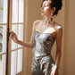 DOLLY Luxury strapless Sequin Top + Long Sequin High Waist Flare Pants suit setpantpa-THEA