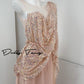 DOLLY Luxury Pink Greek Style Deep V-Neck Sleeveless draped Long Prom Dress-Ulaia