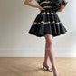 Aconiconi Elegant Black V-Neck Sleeveless Midi Tutu Chic Dress- Rainy Night in Paris