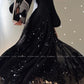 Aconiconi Luxury Black/Beige Long Sleeve Long bridal Sequin Dress- Moonlight Celebrity