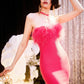 DOLLY Luxury Rose Pink Sleeveless Halter Neck High Waist Knitted Sexy Dress-PURSIA
