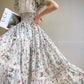 Aconiconi Elegant French Print Retro V-Neck Lace Tea Dress- Night Rose