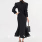 Huanzi vintage retro fishtail timeless classic long coat jacket - Micewo