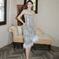 DOLLY Luxury Sleeveless Sequin strapless Feather Fish Tail Midi Cocktail Dress-BROOKE