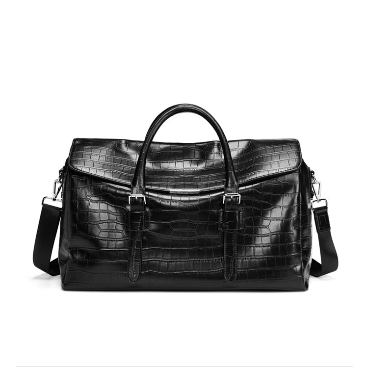 Crocodile pattern men's women's retro motorcycle riding weekender travel carryon bag