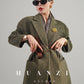 Huanzi high-end retro autumn and winter 100% wool waist suit jacket - Cassie