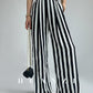 Huanzi high-end striped high-waist wide leg pants - Nuna