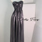 DOLLY Luxury Metallic Ash Pleated Tube Top Long Slit Dress-VIVA