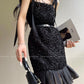 Aconiconi Elegant Black Retro Sleeveless lbd lace Dinner Dress- Quiet Night Orchid